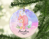 Girl's Unicorn Christmas Ornament, Unicorn Ornament, Unicorn, Christmas Ornament, Personalised Christmas Ornament, Baby's First Christmas - Craftellery